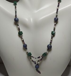 Delicate Beads Various sizes Multicolor Necklace 19 in